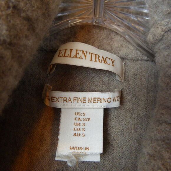 Ellen Tracy Sweater Womens Large Brown 100% Merino Wool Cowl Neck Strap Wrap - Picture 2 of 10